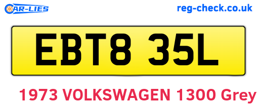 EBT835L are the vehicle registration plates.