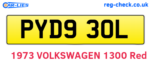 PYD930L are the vehicle registration plates.