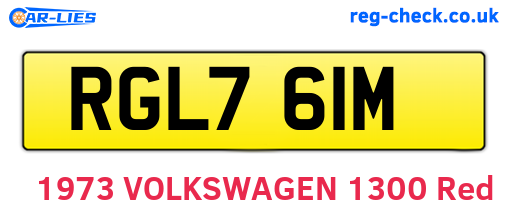 RGL761M are the vehicle registration plates.