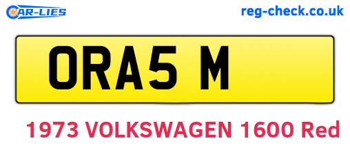 ORA5M are the vehicle registration plates.