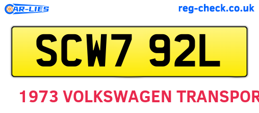 SCW792L are the vehicle registration plates.