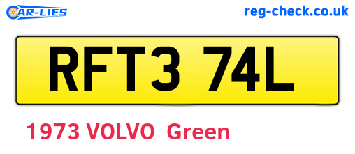 RFT374L are the vehicle registration plates.