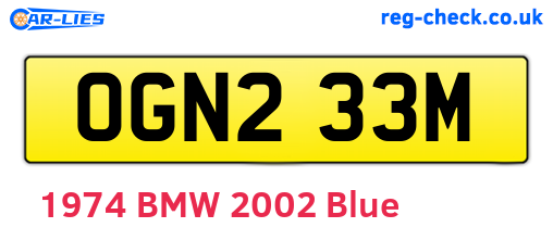 OGN233M are the vehicle registration plates.