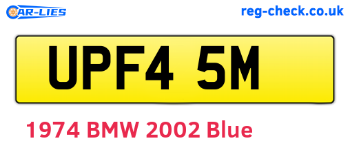 UPF45M are the vehicle registration plates.