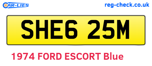 SHE625M are the vehicle registration plates.