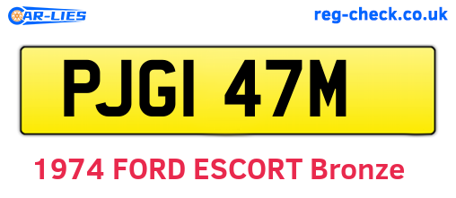 PJG147M are the vehicle registration plates.