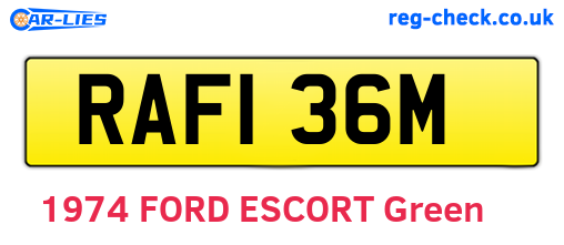 RAF136M are the vehicle registration plates.
