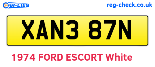 XAN387N are the vehicle registration plates.