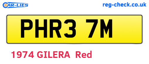PHR37M are the vehicle registration plates.