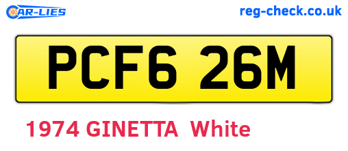 PCF626M are the vehicle registration plates.