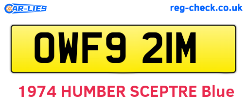 OWF921M are the vehicle registration plates.