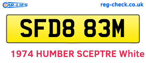 SFD883M are the vehicle registration plates.