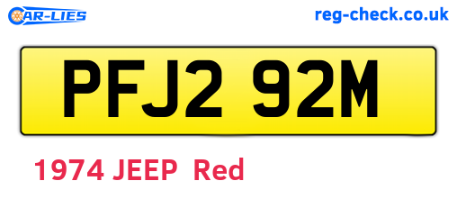 PFJ292M are the vehicle registration plates.