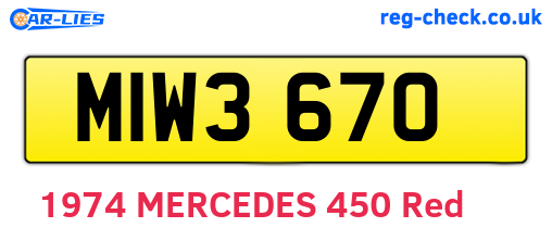 MIW3670 are the vehicle registration plates.