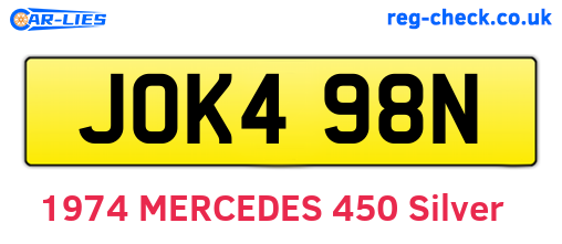 JOK498N are the vehicle registration plates.