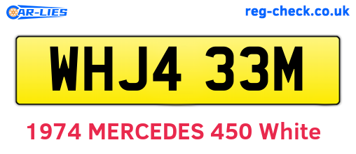 WHJ433M are the vehicle registration plates.