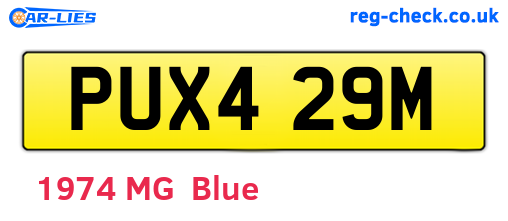 PUX429M are the vehicle registration plates.