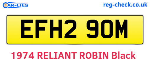 EFH290M are the vehicle registration plates.