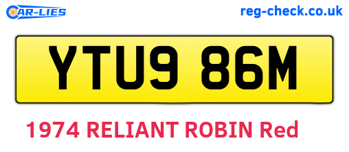 YTU986M are the vehicle registration plates.