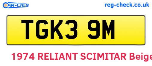 TGK39M are the vehicle registration plates.