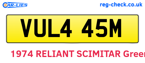 VUL445M are the vehicle registration plates.