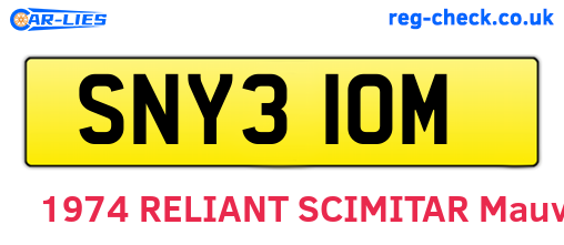 SNY310M are the vehicle registration plates.