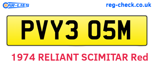 PVY305M are the vehicle registration plates.