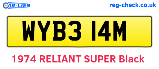 WYB314M are the vehicle registration plates.