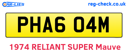 PHA604M are the vehicle registration plates.