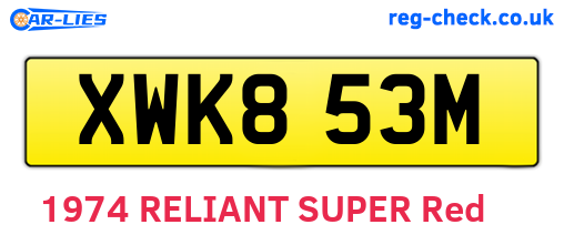 XWK853M are the vehicle registration plates.