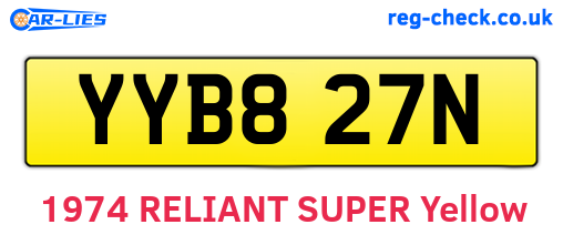 YYB827N are the vehicle registration plates.
