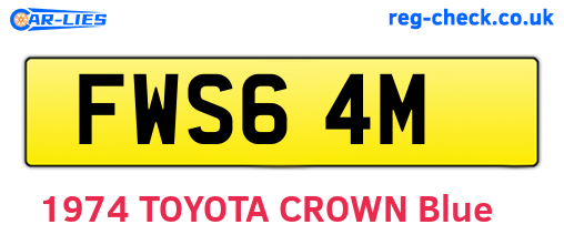 FWS64M are the vehicle registration plates.
