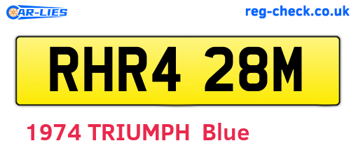 RHR428M are the vehicle registration plates.