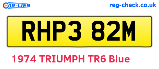 RHP382M are the vehicle registration plates.