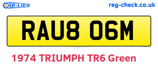 RAU806M are the vehicle registration plates.