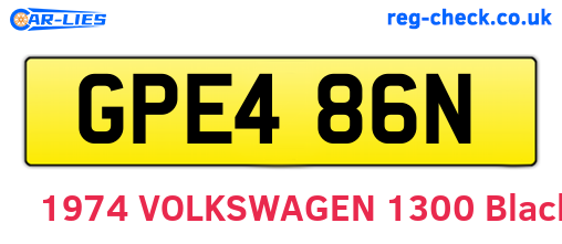 GPE486N are the vehicle registration plates.