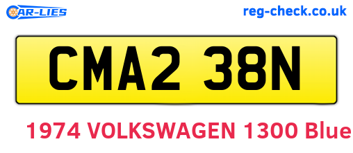 CMA238N are the vehicle registration plates.