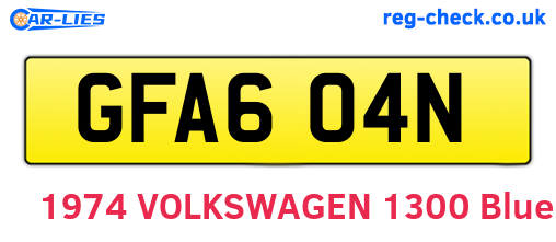 GFA604N are the vehicle registration plates.