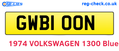 GWB100N are the vehicle registration plates.
