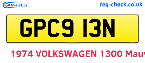GPC913N are the vehicle registration plates.