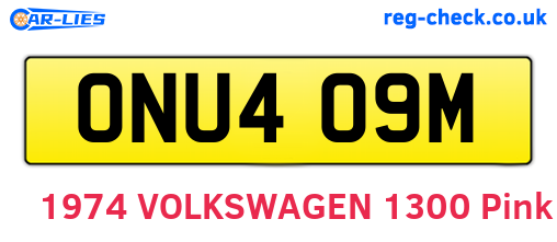 ONU409M are the vehicle registration plates.
