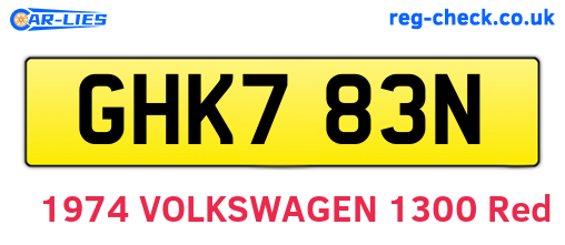 GHK783N are the vehicle registration plates.