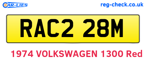 RAC228M are the vehicle registration plates.