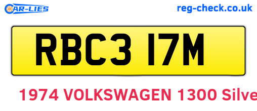 RBC317M are the vehicle registration plates.