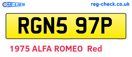 RGN597P are the vehicle registration plates.