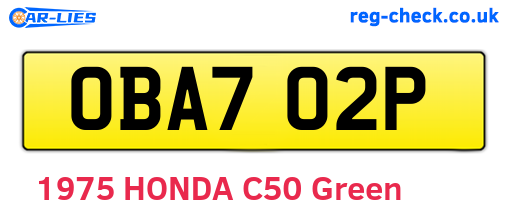 OBA702P are the vehicle registration plates.