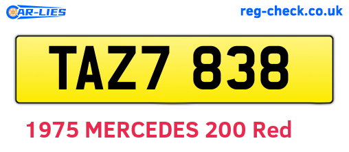 TAZ7838 are the vehicle registration plates.