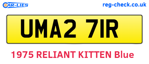 UMA271R are the vehicle registration plates.