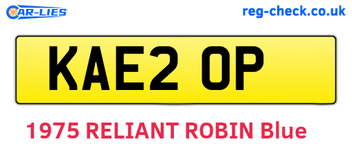 KAE20P are the vehicle registration plates.