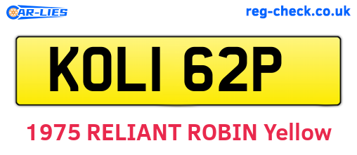 KOL162P are the vehicle registration plates.